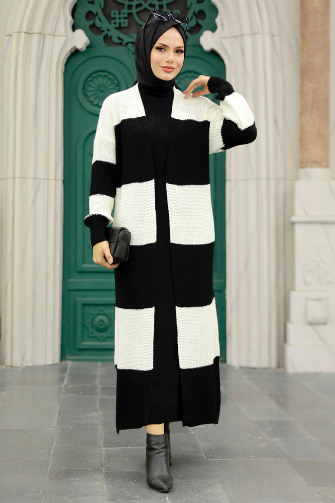 Neva Style - Cardigan Tricot Hijab Ecru 987E - 1