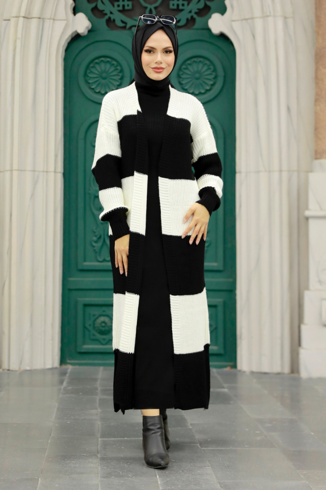 Neva Style - Cardigan Tricot Hijab Ecru 987E - 2