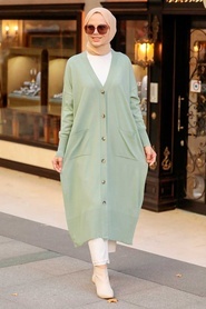 Neva Style - Cardigan Tricot Hijab Menthe 33650MINT - Thumbnail