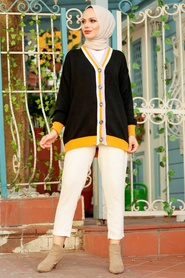 Neva Style - Cardigan Tricot Hijab Noir 2474S - Thumbnail