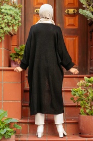 Neva Style - Cardigan Tricot Hijab Noir 4182S - Thumbnail