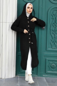 Neva Style - Cardigan Tricot Hijab Noir 70170S - Thumbnail