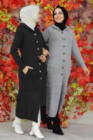 Neva Style - Cardigan Tricot Hijab Noir 70250S - Thumbnail