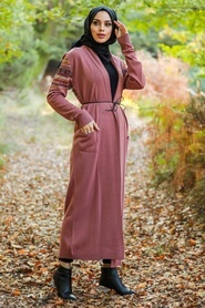 Neva Style - Cardigan Tricot Hijab Saumon 15725SMN - Thumbnail