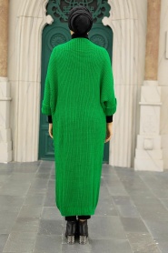 Neva Style - Cardigan Tricot Hijab Vert 4182Y - Thumbnail