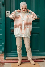 Neva Style - Cardigan Tricot Tuile Hijab 2684KRMT - Thumbnail