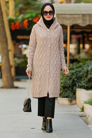 Neva Style - Cardigan Tricot Vison Hijab 41202V - Thumbnail