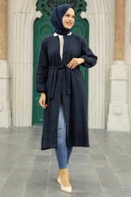 Neva Style - Casquette Cachet Hijab Bleu Marine 5822KL - Thumbnail