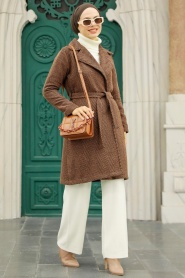Neva Style - Casquette Cachet Hijab Marron 5825KH - Thumbnail
