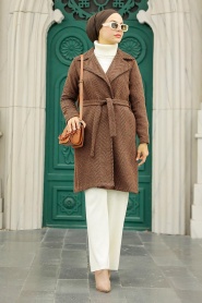 Neva Style - Casquette Cachet Hijab Marron 5825KH - Thumbnail