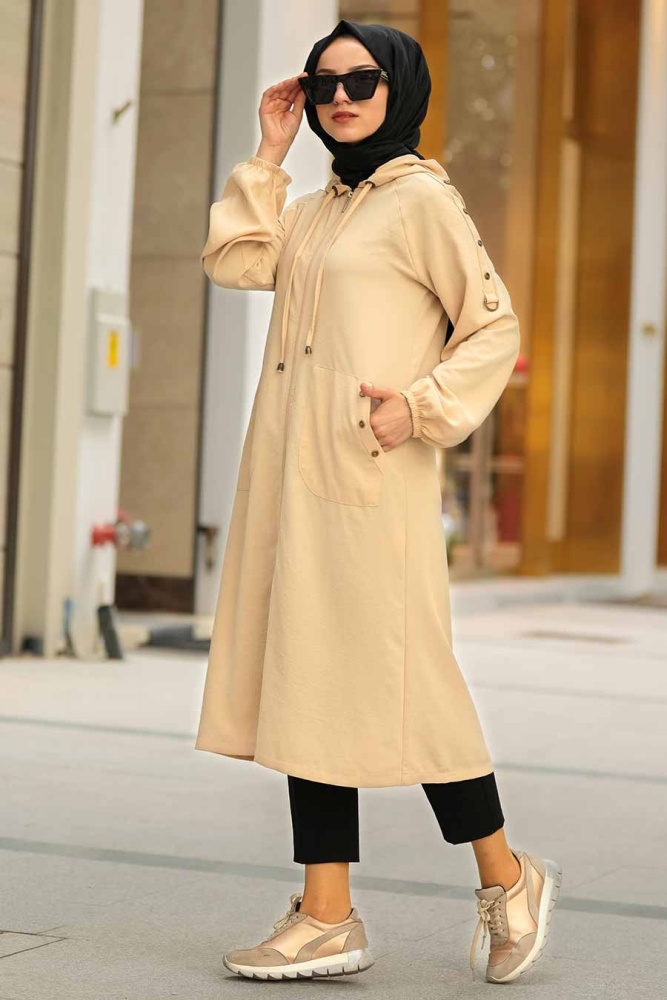 Neva Style - Casquette Hijab Beige 12150BEJ - 2