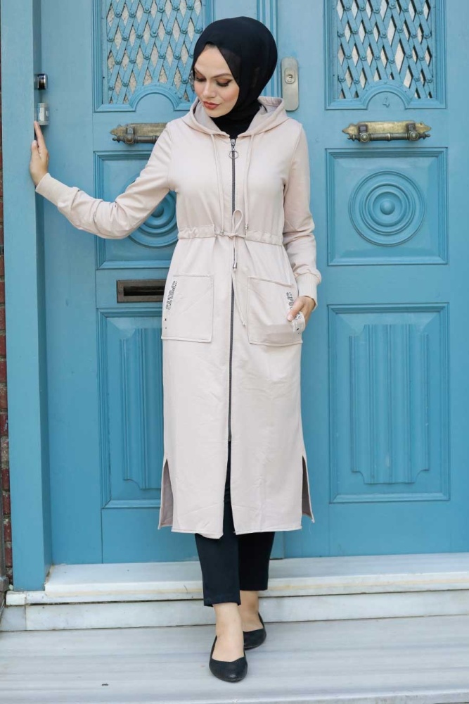 Neva Style - Casquette Hijab Beige à Capuche 4402BEJ - 1