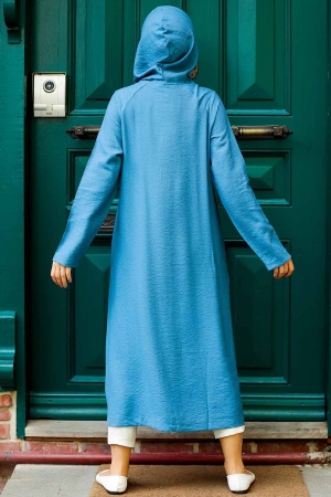 Neva Style - Casquette Hijab Bleu Indigo à Capuche 17250IM - 2