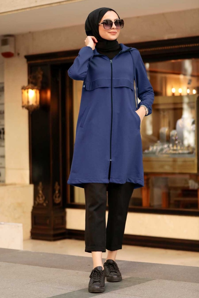 Neva Style - Casquette Hijab Bleu Marine 7148L - 1