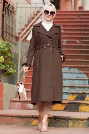 Neva Style - Casquette Hijab Cachet Marron 5661KH - 1
