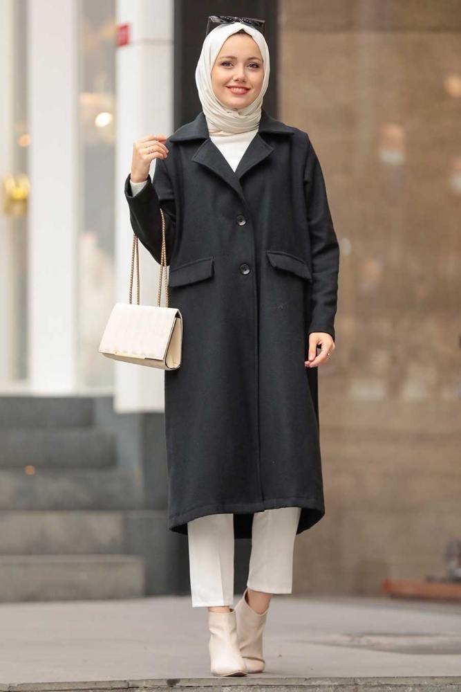 Neva Style - Casquette Hijab Cachet Noir 56720S - 1