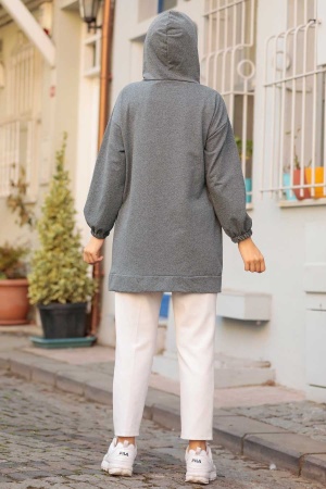 Neva Style - Casquette Hijab Fumée avec Fermeture à Glissière 3674FU - 2