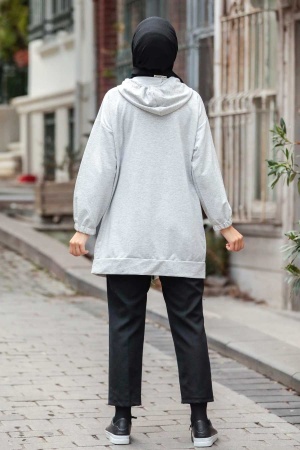 Neva Style - Casquette Hijab Grise Zippée 3674GR - 2