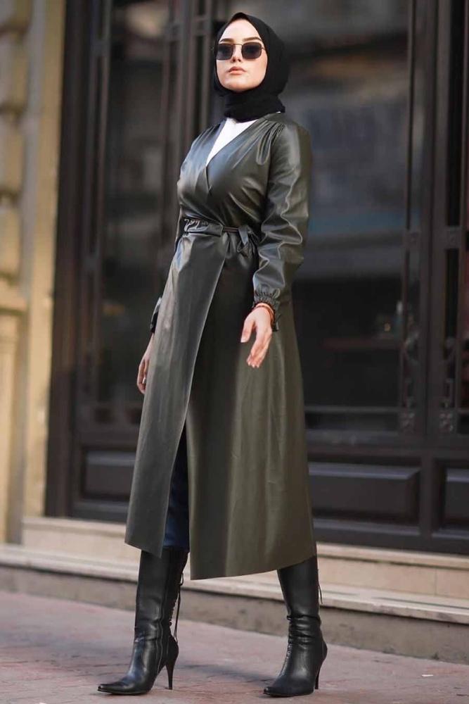 Neva Style - Casquette Hijab Kaki 22583HK - 1
