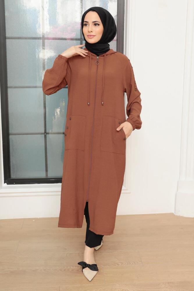 Neva Style - Casquette Hijab Marron 6298KH - 1