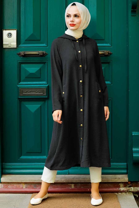 Neva Style - Casquette Hijab Noire Capuche 17250S - 1