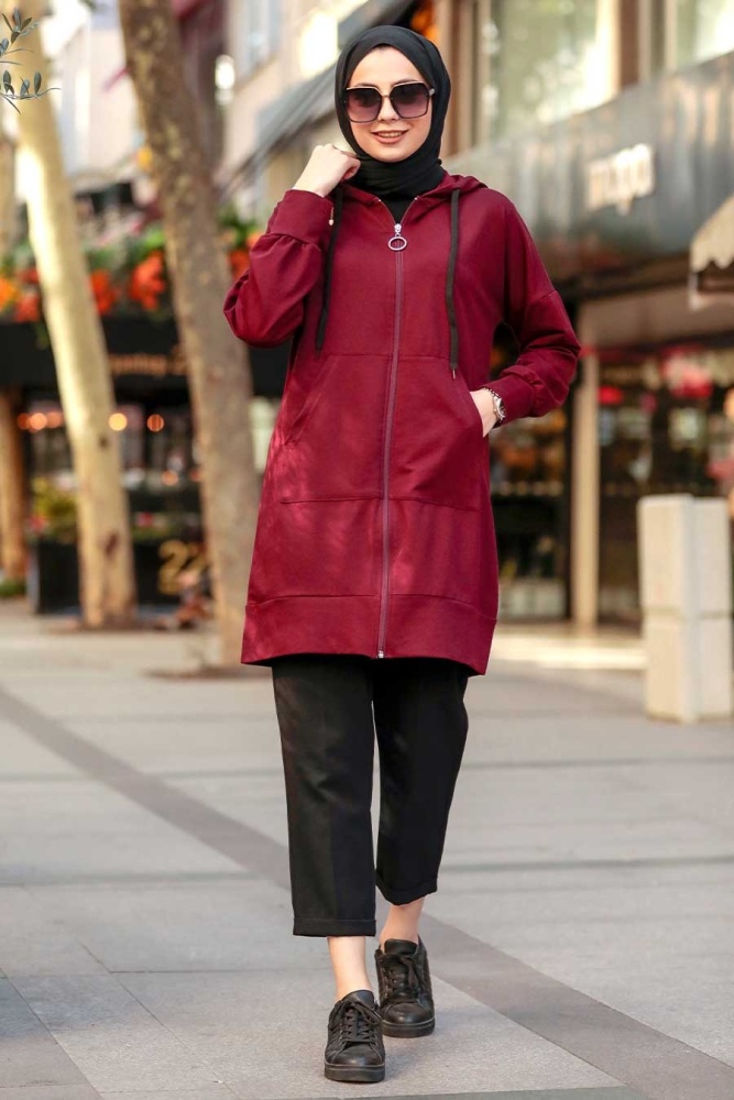 Neva Style - Casquette Hijab Rouge Bordeaux 32450BR - 1