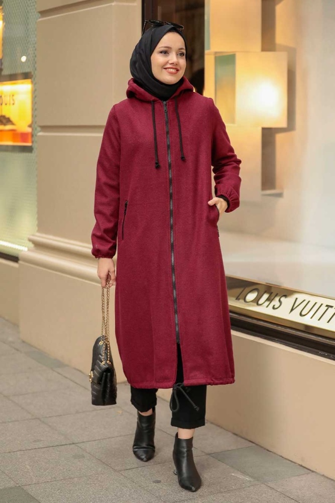 Neva Style - Casquette Hijab Rouge Bordeaux 5664BR - 2
