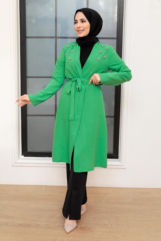 Neva Style - Casquette Hijab Vert 10860Y - 2