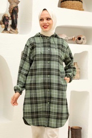 Neva Style - Casquette Hijab Vert 5675CY - Thumbnail