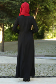 Neva Style - Ceket Görünümlü Siyah Tesettür Elbise 41550S - Thumbnail