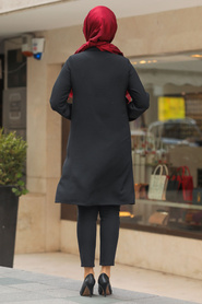 Neva Style - Cep Detaylı Siyah Tesettür Tunik 12154S - Thumbnail