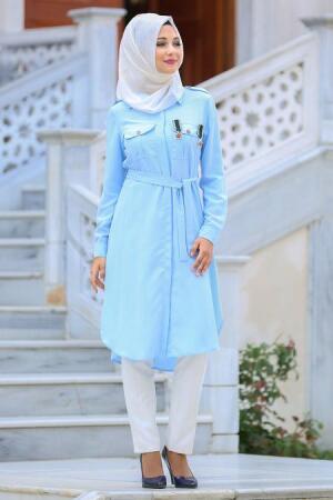Neva Style - Cepli Bebek Mavisi Tesettür Tunik 52540BM - 1
