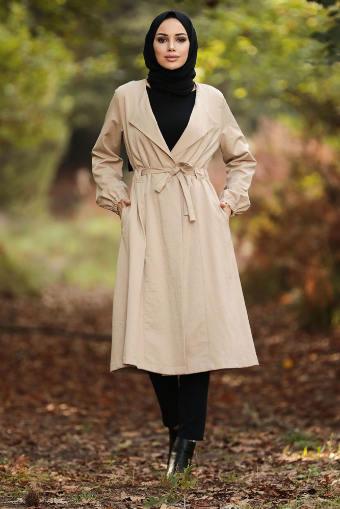 Neva Style - Cepli Bej Tesettür Trençkot 88940BEJ - 1