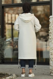 Neva Style - Cepli Beyaz Tesettür Sweatshirt 1246B - Thumbnail