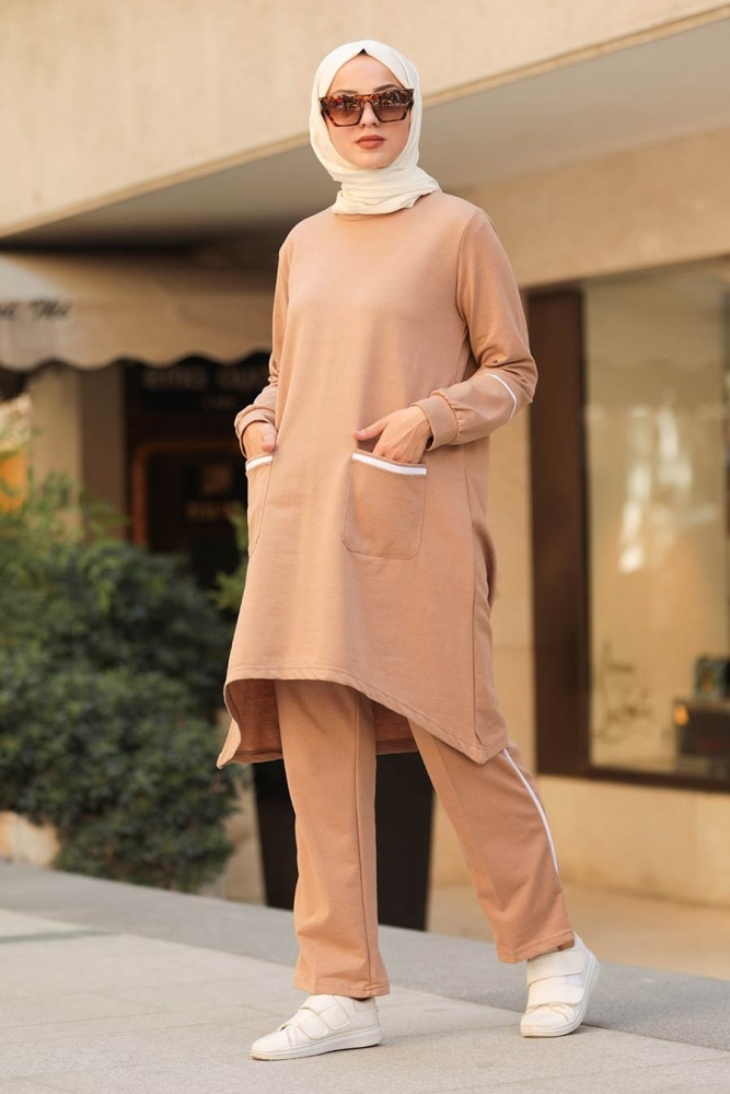 Neva Style - Cepli Bisküvi Tesettür İkili Takım 40321BS - 1