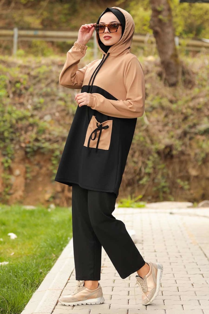 Neva Style - Cepli Bisküvi Tesettür İkili Takım 61110BS - 1