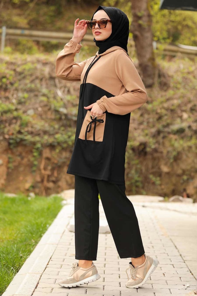 Neva Style - Cepli Bisküvi Tesettür İkili Takım 61110BS - 2