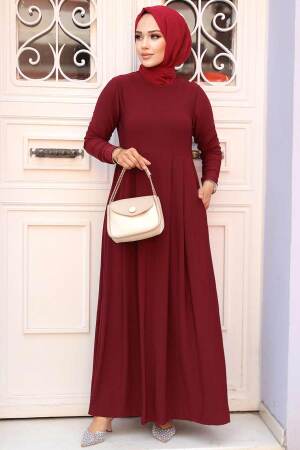 Neva Style - Cepli Bordo Tesettür Elbise 18130BR - 2