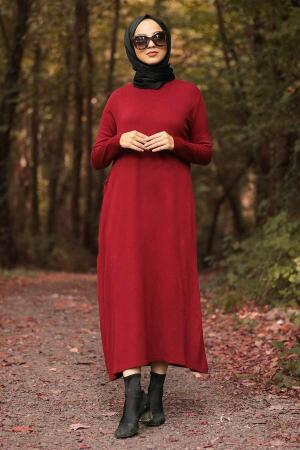 Neva Style - Cepli Bordo Tesettür Triko Tunik 2740BR - 1