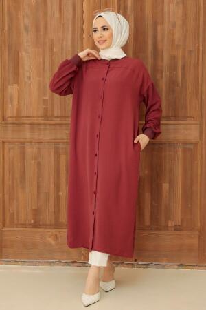  Cepli Bordo Tesettür Tunik 6319BR - 1