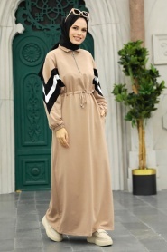 Neva Style - Cepli Camel Tesettür Elbise 13610C - Thumbnail