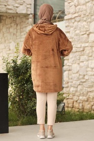 Neva Style - Cepli Camel Tesettür Kadife Sweatshirt & Tunik 41410C - Thumbnail