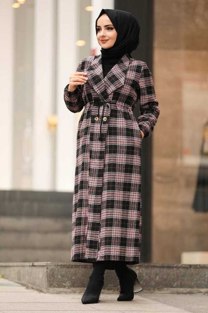 Neva Style - Cepli Ekoseli Siyah Tesettür Kap 55801S - 1