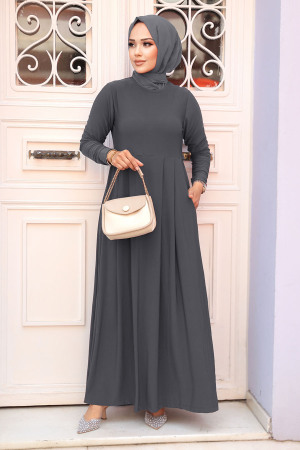 Neva Style - Cepli Füme Tesettür Elbise 18130FU - 1