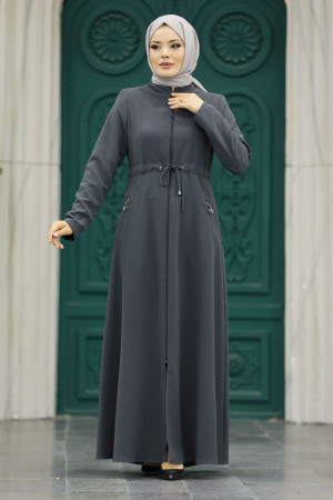 Neva Style - Cepli Füme Tesettür Ferace 60125FU - 1