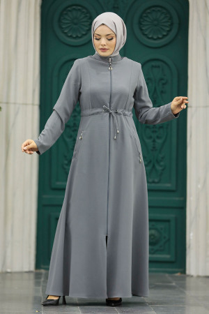 Neva Style - Cepli Gri Tesettür Ferace 60125GR - 4