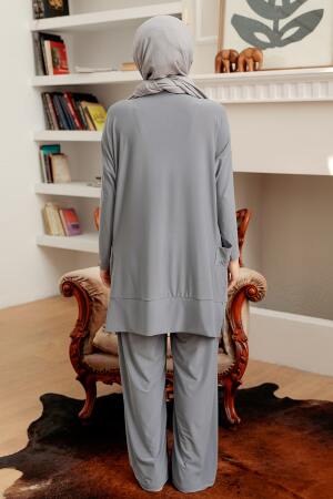 Neva Style - Cepli Gri Tesettür İkili Takım 50150GR - 2
