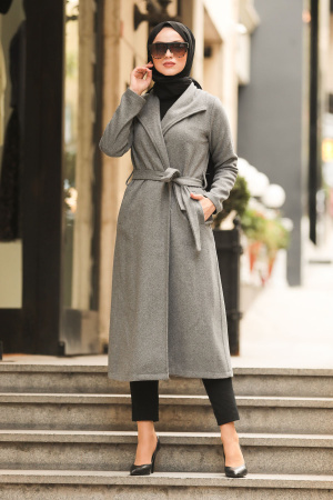 Manteau long à poches – Gris 5173GR 