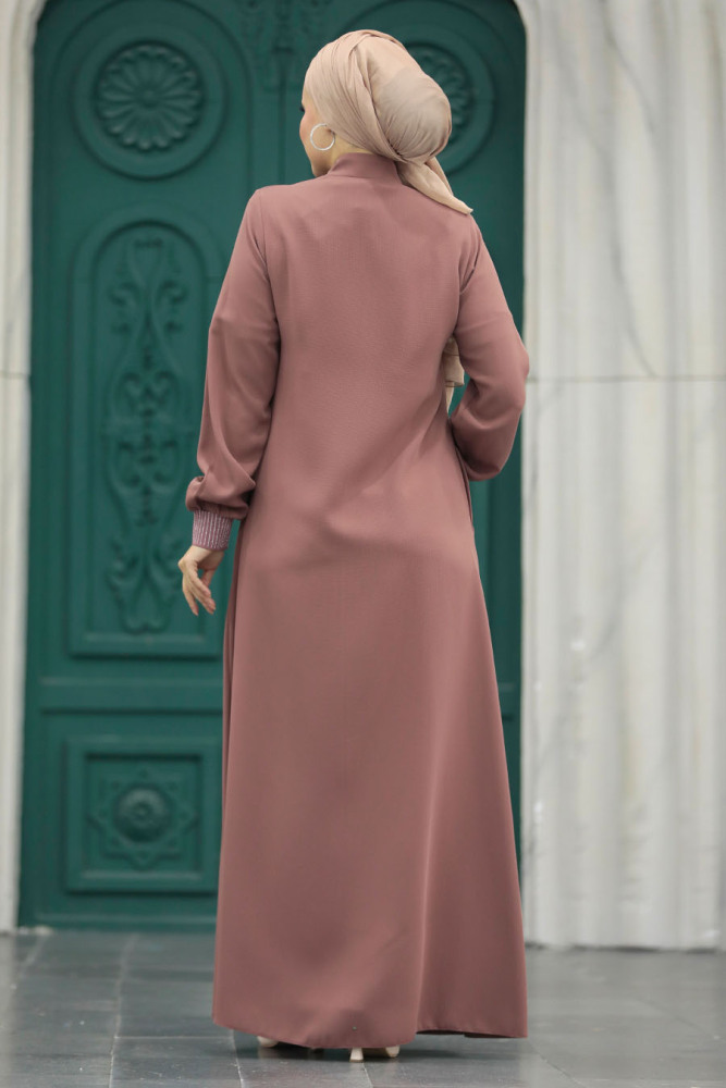 Neva Style - Cepli Gül Kurusu Tesettür Ferace 20036GK - 4