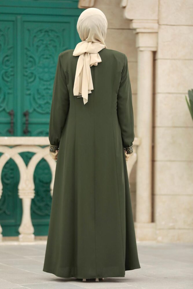 Neva Style - Cepli Haki Tesettür Rabia Krep Ferace 619HK - 5